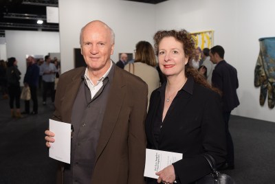 SANTA MONICA, CA - JANUARY 29: Douglas Chrismas (L) and Jennifer Kellan attend the Art Los Angeles Contemporary 2015 Opening Night at Barker Hangar on January 29, 2015 in Santa Monica, California.  (Photo by Stefanie Keenan/Getty Images for Art Los Angeles Contemporary)