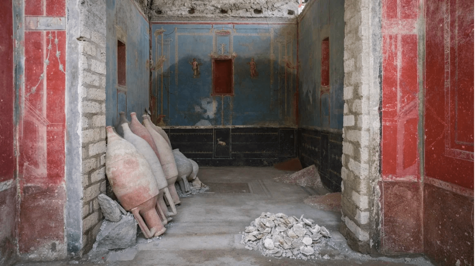 The blue room at Pompeii, Italy.